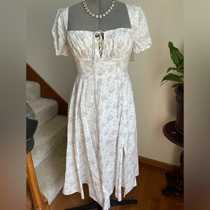 White Sweetheart Puff Sleeve Midi milkmaid Sundress